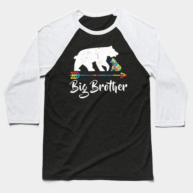 Big Brother Bear Autism Awareness T Shirt Proud Autism Mom Baseball T-Shirt by mlleradrian